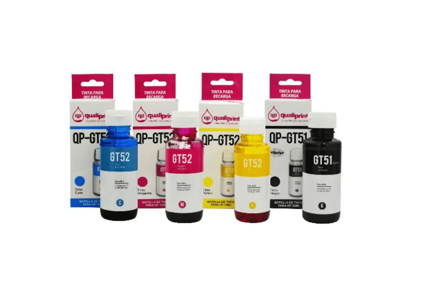 Kit x 4 Botellas de Tinta Genéricas HP GT53 y GT52
